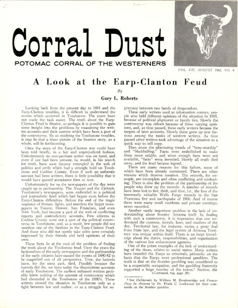 A Look At The Earp-Clanton Feud & With Padre Kino On The Trail - Part Iii ROBERTS, GARY L. & ROBERT H. ROSE