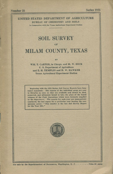Soil Survey Of Milam County, Texas. 