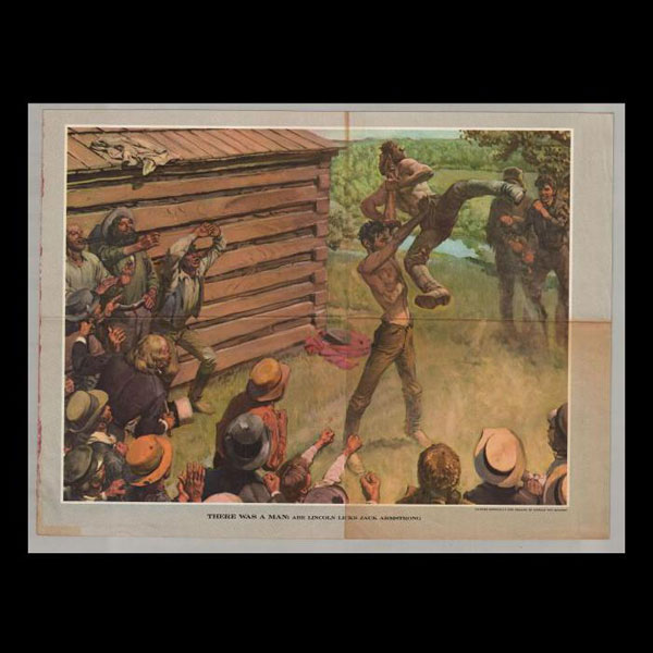 There Was A Man: Abe Lincoln Licks Jack Armstrong. 13 1/4" X 18" Color Print. HAROLD VON SCHMIDT