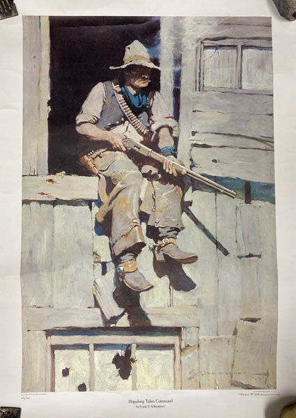 20" X 28" Lithograph Titled Hopalong Takes Command FRANK E SCHOONOVER