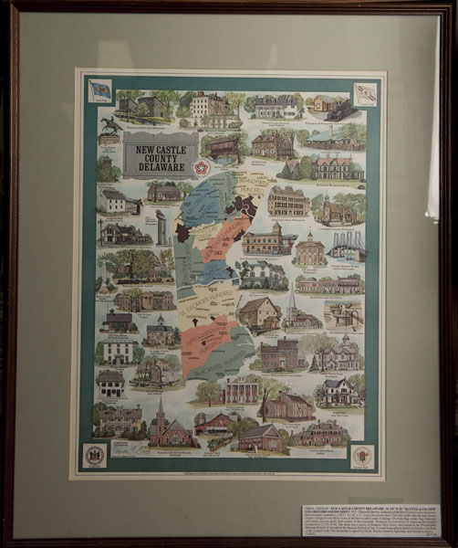 New Castle County Delaware. 16 1/4" X 21" Matted & Framed Colored Broadside Sheet. VERNON GOOD