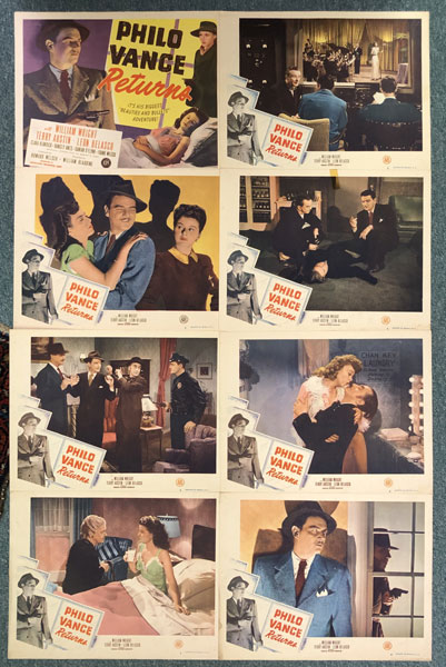 Philo Vance Returns. 8 Original Lobby Card Set. S.S. VAN DINE