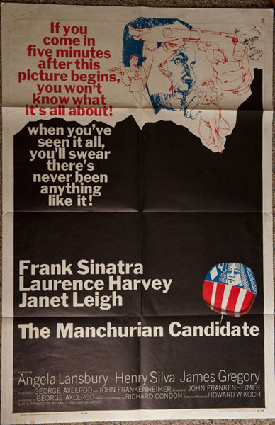 The Manchurian Candidate. 27" X 41" Color One-Sheet Movie Poster. RICHARD CONDON