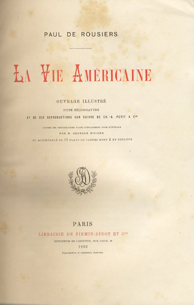 La Vie Americaine [American Life]. PAUL DE ROUSIERS