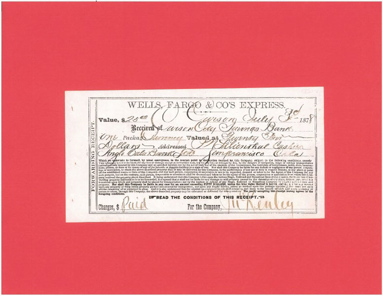 Document. Nevada-Wells Fargo Currency Shipment