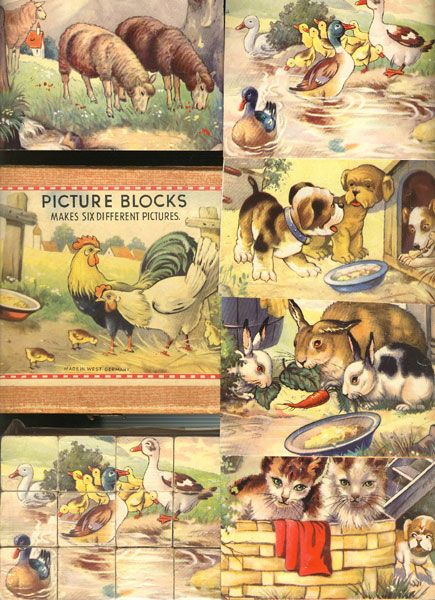 Child's 3 1/4" X 4" Picture Puzzles In Block Form. 