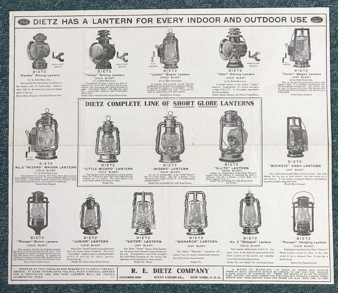 Dietz Complete Line Of Short Globe Lanterns. Dietz Has A Lantern For Every Indoor And Outdoor Use R. E. Dietz Company, Brooklyn, New York
