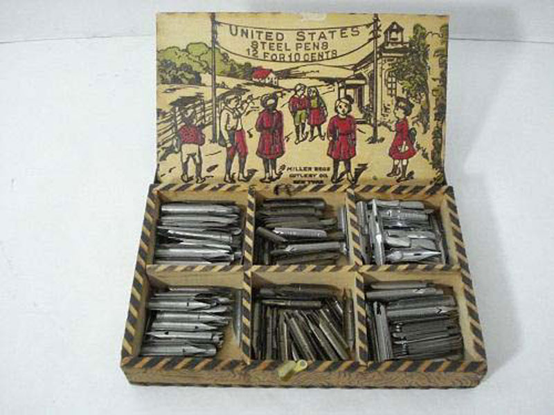United States Steel Pens. 12 For 10 Cents. Miller Bros. Cutlery Co. New York And Meriden, Conn 