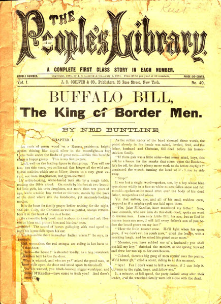 Buffalo Bill, The King Of Border Men NED BUNTLINE