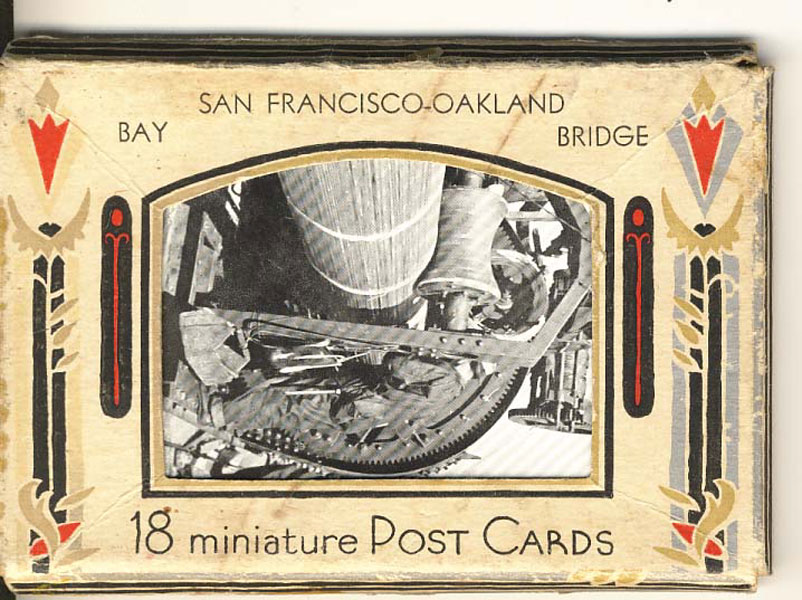 San Francisco - Oakland Bay Bridge. 18 Minature Post Cards In Original Mail Folder MOULIN, GABRIEL, AND PIGGOTT (ATTRIBUTED TO)