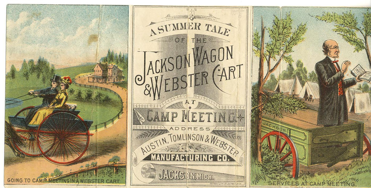 A Summer Tale Of The Jackson Wagon & Webster Cart At Camp Meeting Austin, Tomlinson & Webster Manufacturing Co., Jackson, Michigan