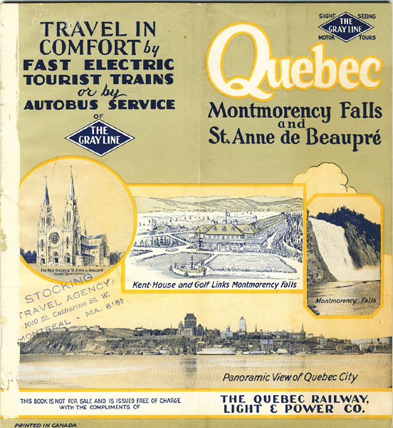 Quebec. Montmorency Falls And St. Anne De Beaupre The Quebec Railway, Light & Power Co., The Gray Line