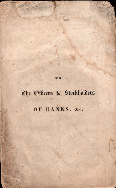 To The Officers & Stockholders Of Banks, & C. Lock Pamphlet Andrews, Solomon