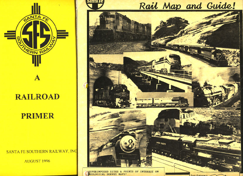Santa Fe Southern Railway "A Railroad Primer." "Atchison Topeka Santa Fe Railroad Map."  "The Cajon Pass Rail Map And Guide!" [SANTA FE SOUTHERN RAILWAYS].