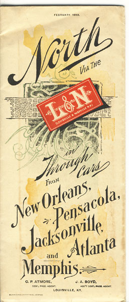North Via The L&N In Through Cars. From New Orleans, Pensacola, Jacksonville, Atlanta And Memphis Louisville & Nashville Railroad