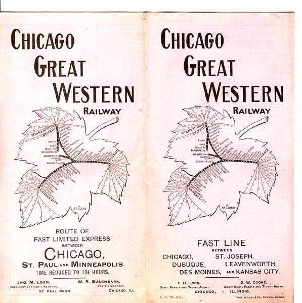 Fast Line Between Chicago, St. Joseph, Dubuque, Leavenworth, Des Moines, And Kansas City Chicago Great Western Railway