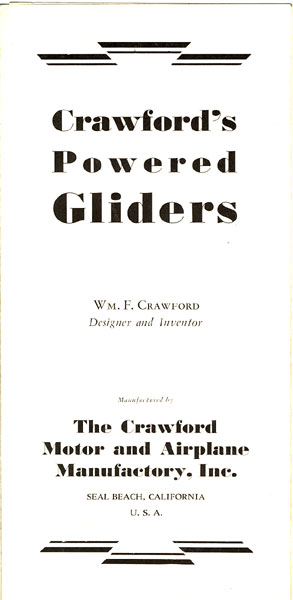 Crawford's Powered Gliders CRAWFORD, WM. F., SEAL BEACH, CALIFORNIA