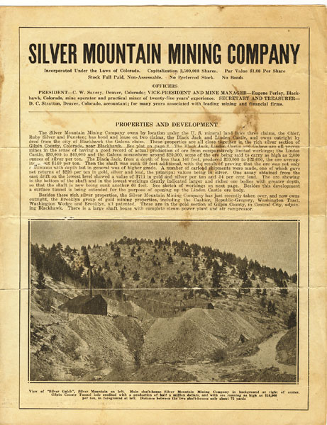 Silver Mountain Mining Company Sales Prospectus SILVER MOUNTAIN MINING COMPANY