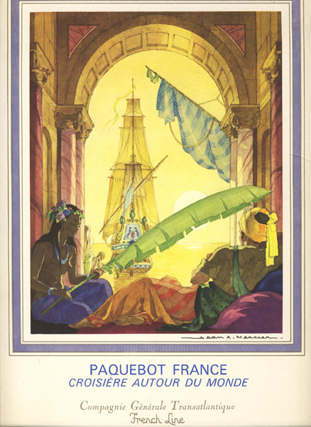 Luncheon Menu For Paquebot France, Croisiere Autour Du Monde, The Compagne Generale Transatlantique French Line Ship, Dated February 12, 1974 