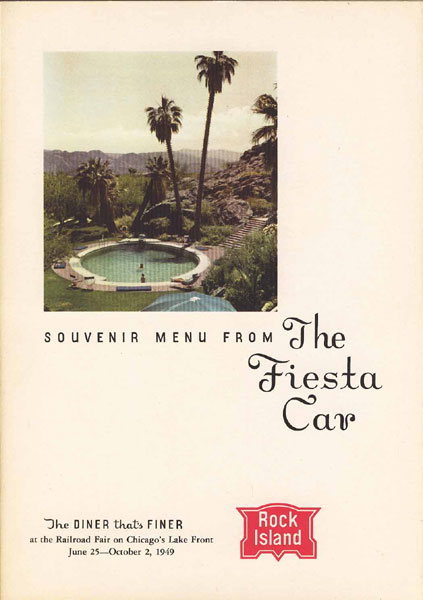 Souvenir Menu From The Fiesta Car. Rock Island Railroad Lines ROCK ISLAND RAILROAD COMPANY