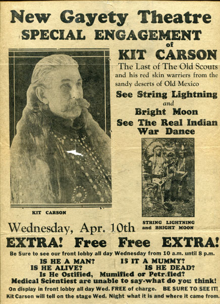 Broadside - "Kit Carson: The Last Of The Old Time Scouts" New Gayety Theatre