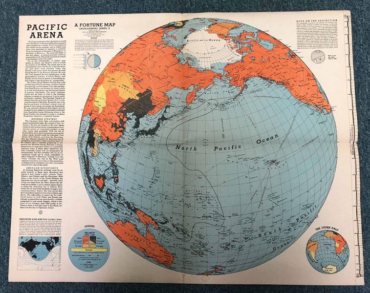 Set Of Three Full Color Orthographic Maps Produced During World War Ii To Illustrate The History Of The War As It Happened HARRISON, RICHARD EDES [DRAWN BY]