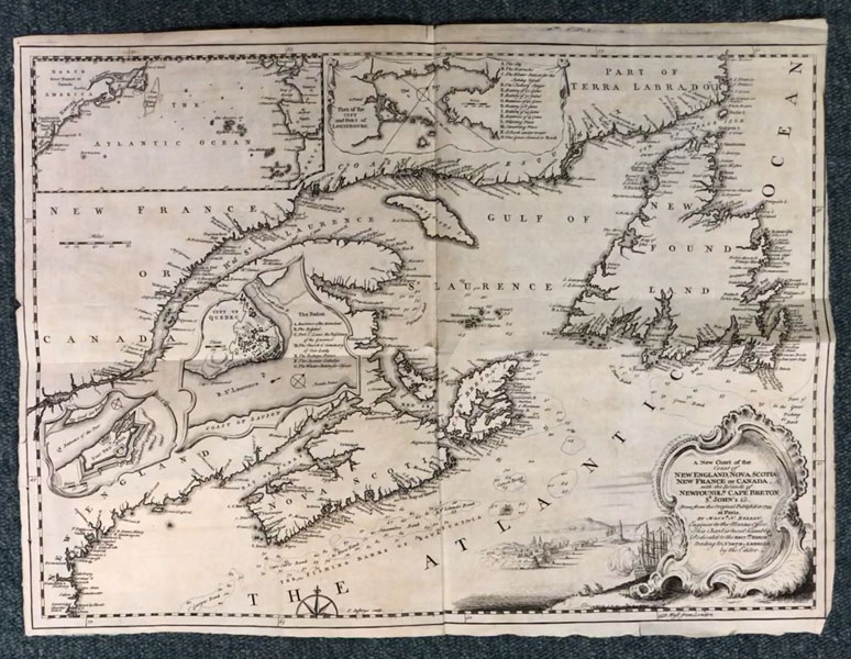 A New Chart Of The Coast Of New England, Nova Scotia, New France Or Canada, With The Islands Of Newfoundland, Cape Breton, St. John, Etc. Done From The Original Published In 1744 At Paris, By Mons. N. Bellin, Engineer To The Marine Office N. BELLIN
