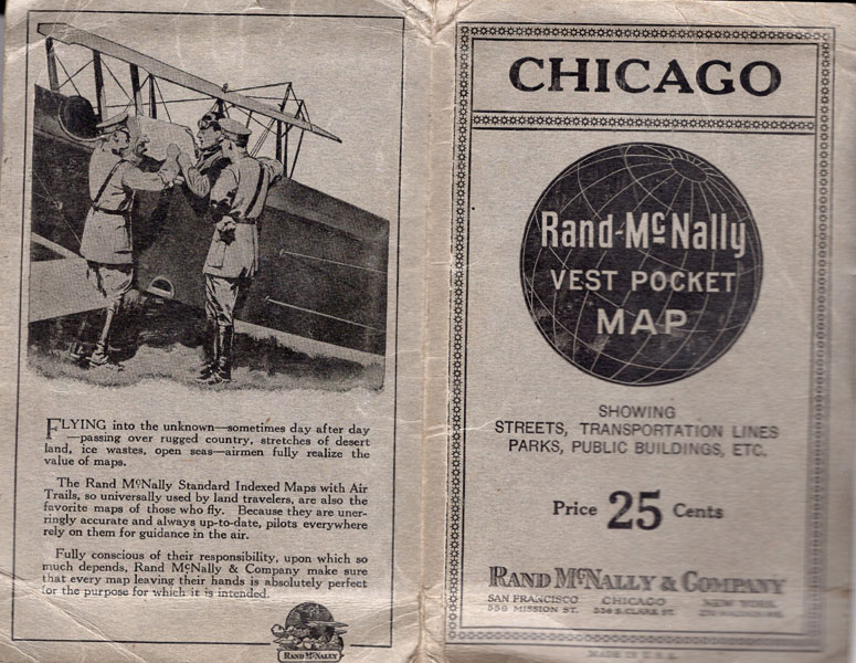 Chicago. Rand-Mcnally Vest Pocket Map Showing Streets, Transportation Lines, Parks, Public Buildings, Etc RAND-MCNALLY & COMPANY