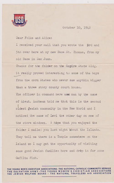 An Archive Of Seven Letters By Frederick Goldman - Jewish Soldier - Virgin Islands - World War Ii - 1942 FREDERICK GOLDMAN