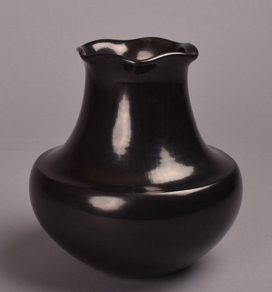 Polished Black Jar With Fluted Rim TINA GARCIA