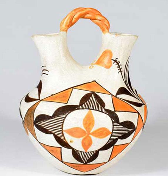 Contemporary Acoma Pueblo Polychrome Wedding Vase JUANA LENO