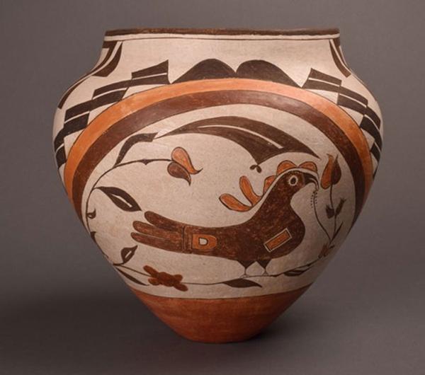 Four Color Polychrome Parrot Jar From Acoma Pueblo STARR