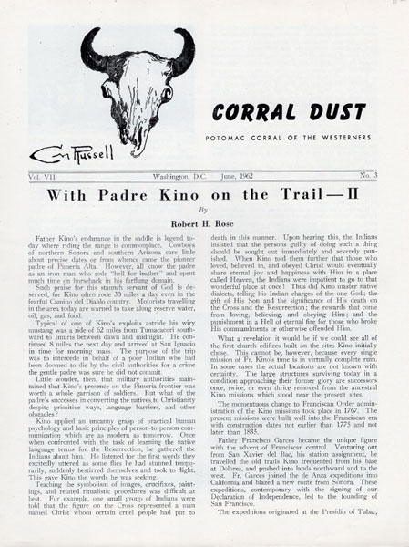 With Padre Kino On The Trail. Part Ii ROBERT H. ROSE