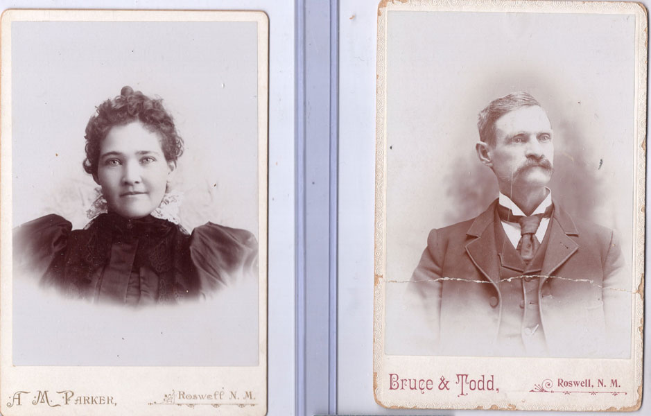Two Cabinet Cards Of Jacob B. "Billy" Mathews And His Wife BRUCE & TODD & A. M. PARKER [PHOTOGRAPHERS]