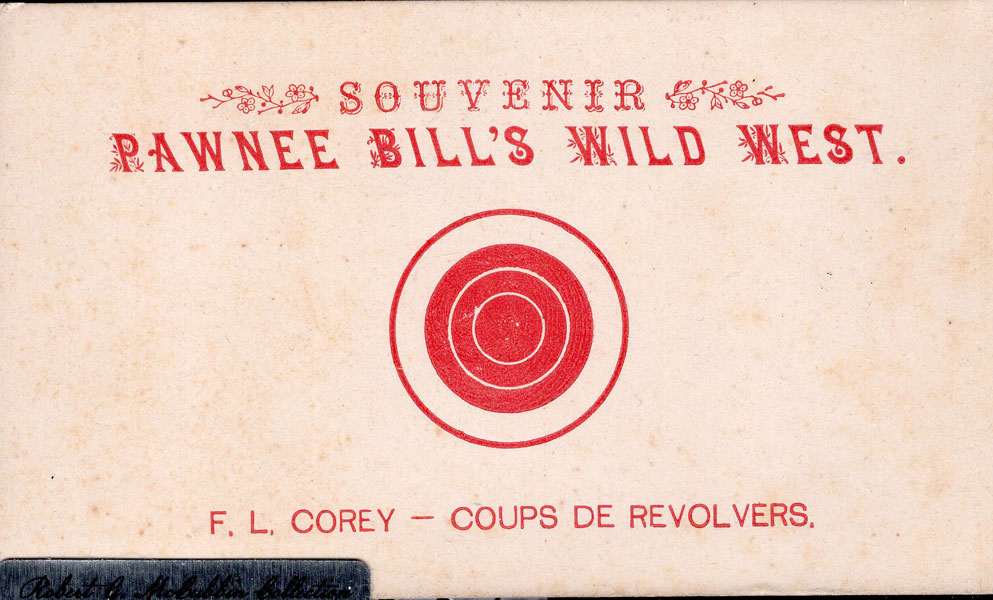 Souvenir Target Card For Pawnee Bill's Wild West ANONYMOUS