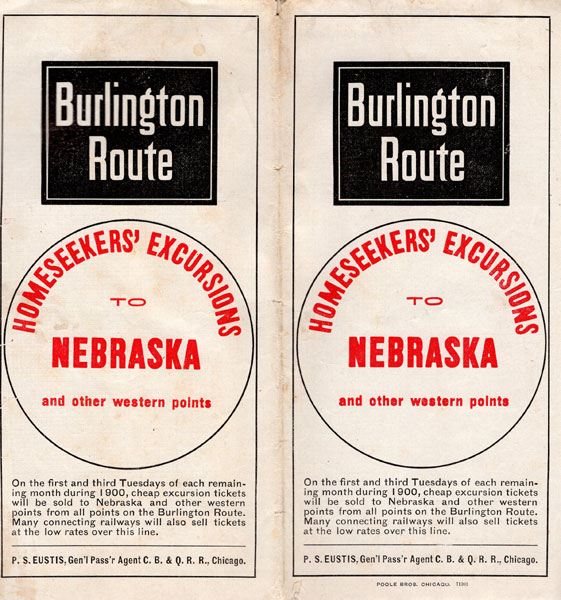 Burlington Route, Homeseekers' Excursions To Nebraska And Other Western Points Chicago, Burlington And Quincy Railroad