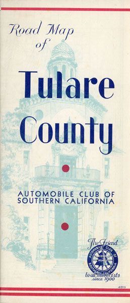 Road Map Of Tulare County Automobile Club Of Southern California