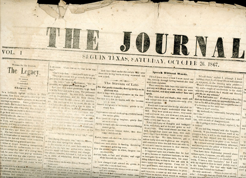 The Seguin, Texas Journal Newspaper, Saturday, October 26, 1867 THE JOURNAL