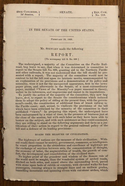 [Committee On The Pacific Railroad] Report... W.M. STEWART
