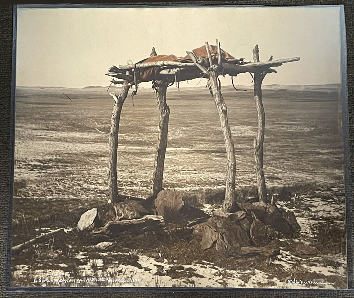 L. A. Huffman 16" X 18 3/4" Hand-Colored, Signed Photograph, "Sioux Warriors Grave, North Montana 1879" HUFFMAN, L. A. [PHOTOGRAPHER]