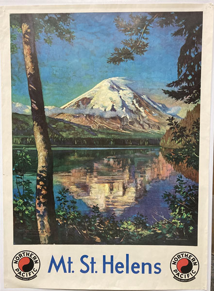 Colorful Poster Of Mt. St. Helens And Spirit Lake For The Northern Pacific Railway Company NORTHERN PACIFIC RAILWAY COMPANY