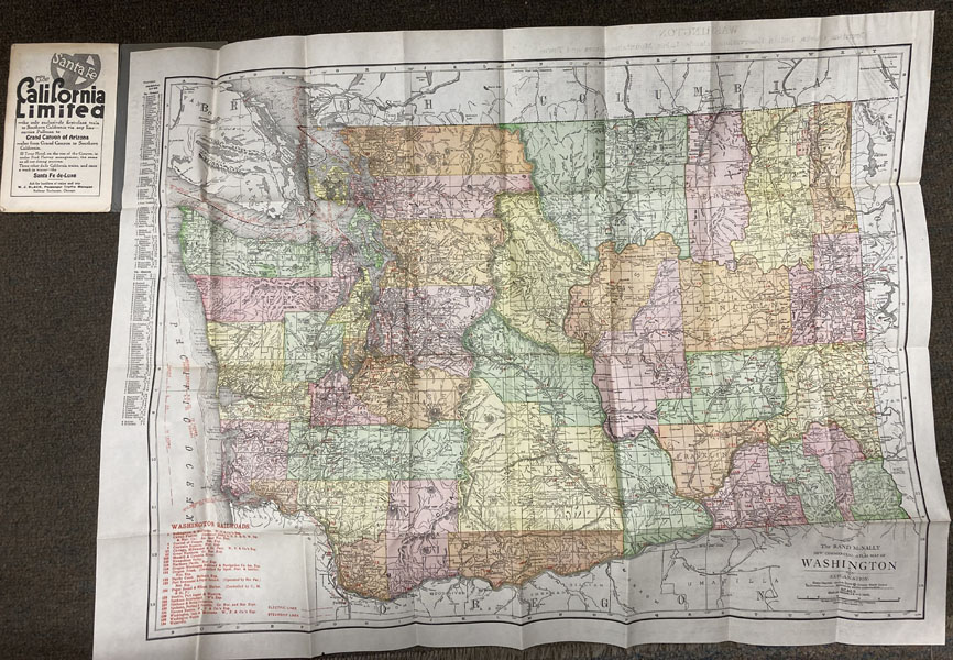 The Rand-Mcnally Vest Pocket Map Of Washington. Railroads And Electric Lines, Counties, Congressional Townships, Cities, Towns, Villages, Post Offices, Lakes, Rivers, Etc RAND MCNALLY AND COMPANY