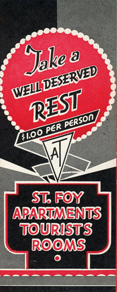 Take A Well Deserved Rest, $1.00 Per Person At St. Foy Apartments Tourists Rooms ST. FOY APARTMENTS TOURIST ROOMS
