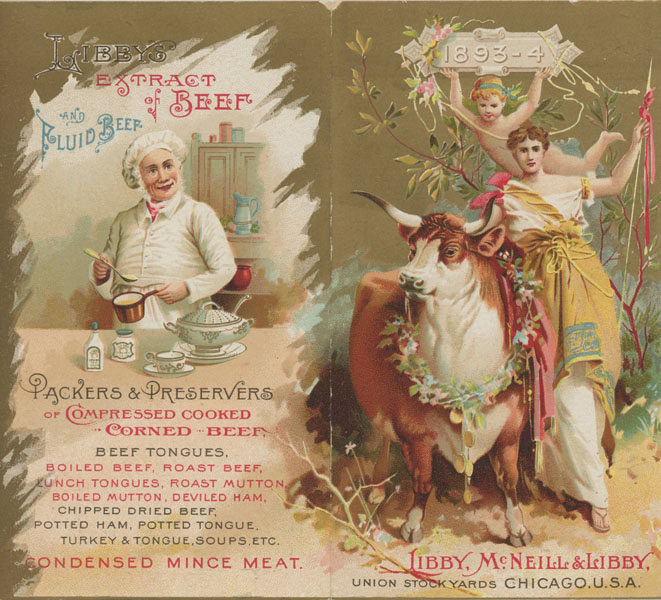 1893-1894 Advertisement/Calendar For Libby, Mcneill & Libby, Chicago, U.S.A. Libby, Mcneill & Libby, Union Stock Yards, Chicago, Illinois