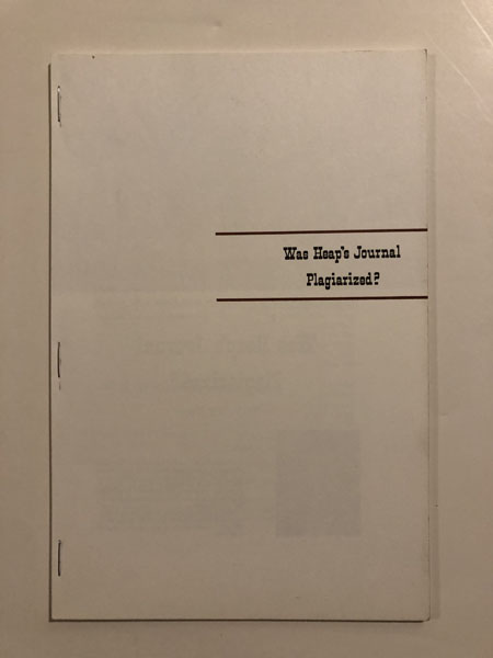 Was Heap's Journal Plagiarized? WILLIAM SWILLING WALLACE