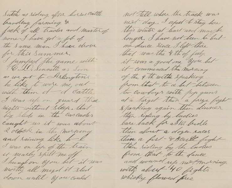 Four-Page Autographed Signed Letter From A Cowboy Working In Oregon CHARLES DURRELL
