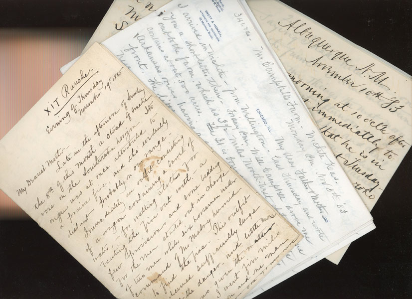 Three 1880'S Letters From Leonard Herbert "Berty" Swett To His Parents, Including One From The Famous Texas Xit Ranch LEONARD HERBERT SWETT