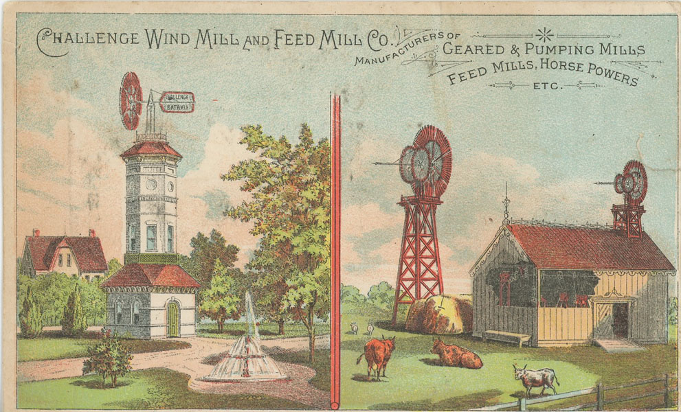 Trade Card For The Challenge Wind Mill And Feed Mill Company Challenge Wind Mill And Feed Mill Company, Batavia, Illinois