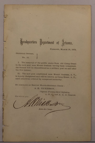 A Group Of 4 General Orders Issued In 1873 BREVET MAJOR-GENERAL GEORGE CROOK