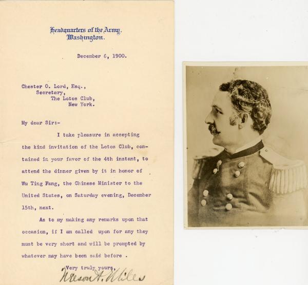 Typed Letter On Headquarters Of The Army, Washington Stationery Signed By Nelson A. Miles NELSON A. MILES